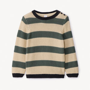 Pull manches longues en tricot à rayures pour bébé garçon  Main Pull manches longues en tricot à rayures pour bébé garçon