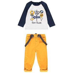 Σετ t-shirt και  Παντελόνι με τιράντεςγια bebe αγόρι 