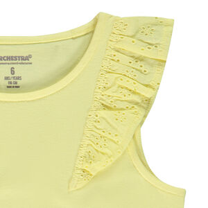 Αμάνικο μπλουζάκι με βολάν και broderie anglaise για κορίτσι 