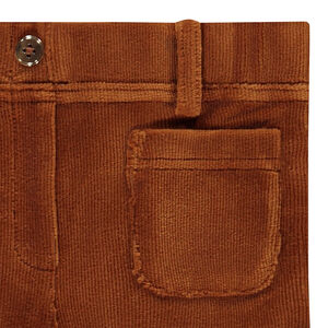 Jegging με τσέπες από βελουτέ μονόχρωμο για κορίτσι 