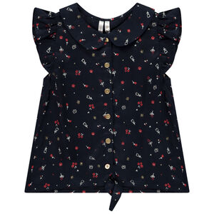 Τουνίκ κοντομάνικη με κόμπο και λουλουδάτο σχέδιο για μωρό κορίτσι 