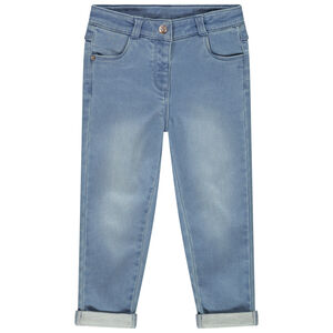 Τζιν με εφέ ξεθωριασμένου και πίσω τσέπες σε σχήμα γάτας για μωρό κορίτσι 