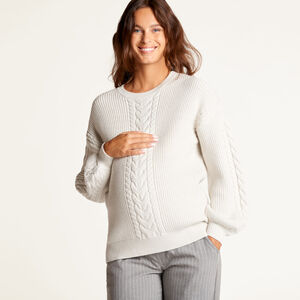 Pull de grossesse en maille à torsades 