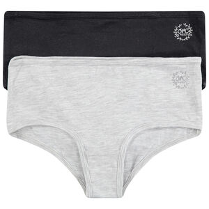 Παιδικά - Σετ με 2 βαμβακερά εσώρουχα με τυπωμένο ασημί λογότυπο 