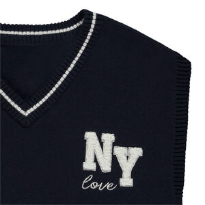 Αμάνικο πουλόβερ με patches από βελουτέ NY για κορίτσι  Main Αμάνικο πουλόβερ με patches από βελουτέ NY για κορίτσι