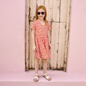 Ρόμπα με κοντά μανίκια effet cache-cœur με floral σχέδιο για κορίτσι 