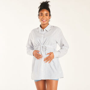 Μακρυμάνικη μπλούζα εγκυμοσύνης και θηλασμού με ρίγες και κορδόνι 