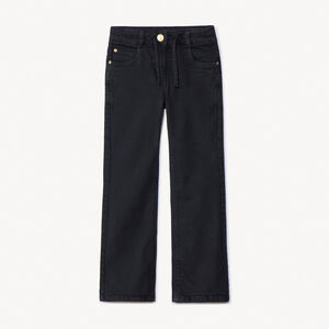 Φαρδιά jean μονόχρωμο με κορδόνι περίσφιξης για κορίτσι 