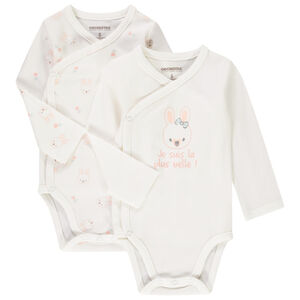 Lot de 2 bodies manches longues imprimé lapin Main Lot de 2 bodies manches longues imprimé lapin