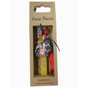 Χειροποιητη Αρωματικη Λαμπαδα 30Εκ Με Ξυλινο Διακοσμητικο Μοτιφ Μουσικη Μπαντα 