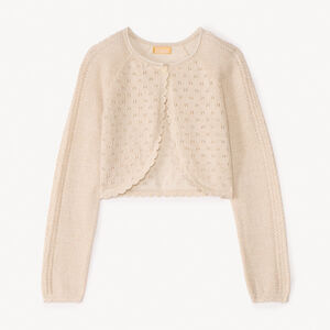 Ζακέτα μπολερό από πλεκτό με σχέδιο αζούρ για κορίτσι 