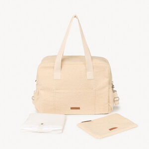 Sac à langer en bouclette avec bandoulière réglable 