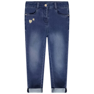 Τζιν slim με κεντημένες καρδιές για bebe κορίτσι 