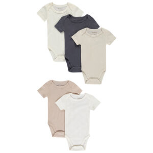 Σετ από 5 κοντομάνικα bodies μονόχρωμα για μωρό 