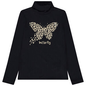 Πλεκτό με ζιβάγκο και χρυσό σχέδιο πεταλούδας με στρας για κορίτσι 