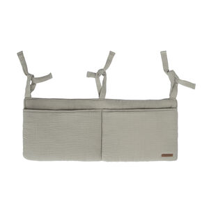 Τσέπη κρεβατιού από βαμβακερή γάζα σε πράσινο με 2 ευρείες τσέπες για κρεβάτι Montessori 