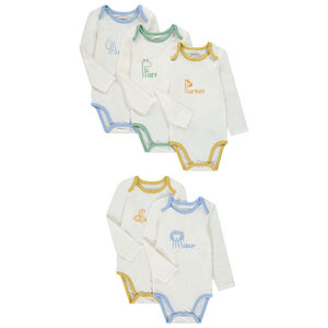 Σέτ από 5 σώματα μακρυμάνικα με σχέδια επιθέτων για μωρό αγόρι με διαφορετικές ανοίξεις ανάλογα με την ηλικία 