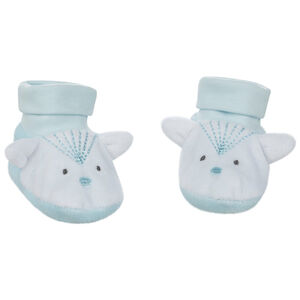 Βρεφικά παπουτσάκια βελουτέ με σχέδιο αλεπού και αυτάκια πεταχτά 