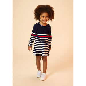 Ρόμπα μακρυμάνικη ριγέ με φαντεζί κουμπιά για bebe κορίτσι 