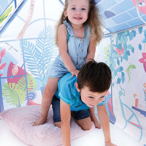 Εσωτερική σκηνή σχήματος σπιτιού 90 x 120 x 120 cm με σωληνωτή κατασκευή PVC και ημιδιαφανή θήκη 