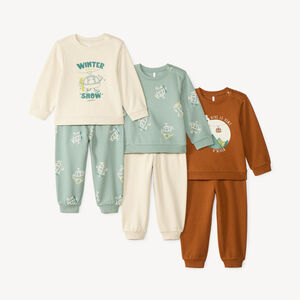 Lot de 3 ensembles jogging sweat bébé garçon en molleton gratté 