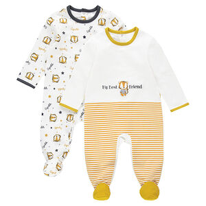 Σετ με 2 φορμάκια ύπνου φανελένια με τυπωμένες τίγρεις 