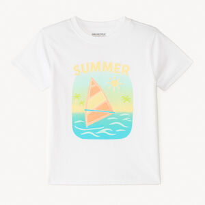 T-shirt με κοντά μανίκια, μονόχρωμο, με καλοκαιρινό σχέδιο για αγόρι 