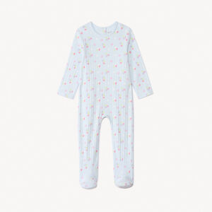 Σετ υπνόσακος πλεκτός με ριγέ ύφανση και σαλιάρα μπαντάνα με λουλούδια για μωρό κορίτσι με διαφορετικά ανοίγματα ανάλογα με την ηλικία 