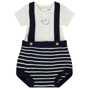 Σέτ 2 τμχ. με ριγέ σορτσάκι με τιράντες για μωρό αγόρι 