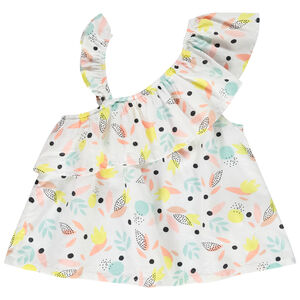 Τουνίκ ασύμμετρη με σχέδιο φύλλα για κορίτσι 