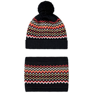 Set en tricot jacquard bonnet + snood doublés pour garçon 