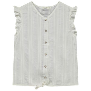 Μπλούζα κοντομάνικη με βολάν και δέσιμο για κορίτσι 