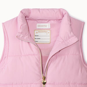 Αμάνικο καπιτονέ υφασμάτινο μπουφάν μονόχρωμο για κορίτσι 