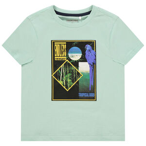 T-shirt κοντομάνικο μπλε με σχέδιο σε στυλ jungle Main T-shirt κοντομάνικο μπλε με σχέδιο σε στυλ jungle