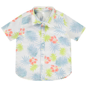 Πουκάμισο κοντομάνικο από βαμβάκι με σχέδιο hibiscus για μωρό αγόρι 