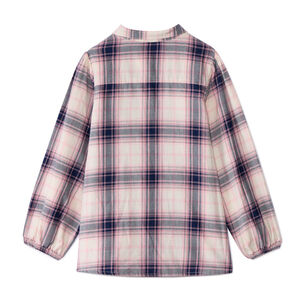 Πουκάμισο με μακριά μανίκια από υφασμάτινο με καρό και βολάν για κορίτσι 