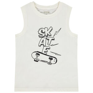 Αμάνικο μπλουζάκι μονόχρωμο με φαντεζί σχέδιο για αγόρι 