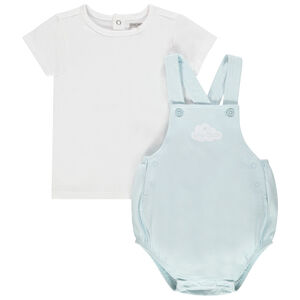 Σετ μπλούζα κοντομάνικη και σαλόπετα μπλε από βαμβάκι 