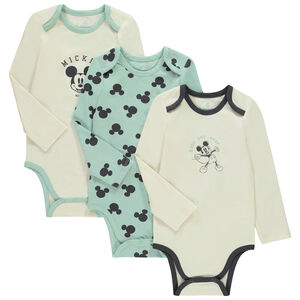 Σετ 3 σώματος με μακριά μανίκια Mickey Disney για μωρό αγόρι με διαφορετικές ανοίξεις ανάλογα με την ηλικία 