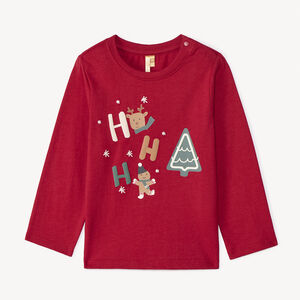 T-shirt με μακριά μανίκια με εκτύπωση Χριστουγέννων για μωρό αγόρι 