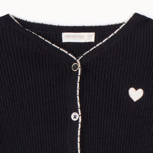 Ζακέτα πλεκτή κοτλέ με κεντητό patch καρδιά για κορίτσι 