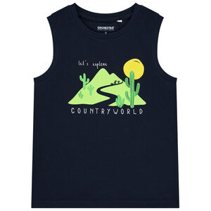 Αμάνικο μπλουζάκι print φαντεζί για αγόρι 