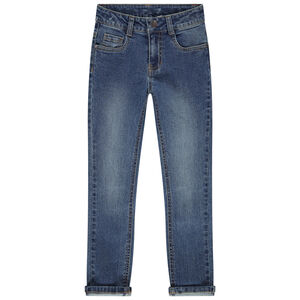 Στενό τζιν με εφέ used και ανάγλυφο κείμενο για αγόρι 