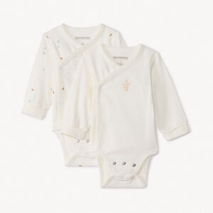 Σετ 2 εξελικτικά bodies μακρυμάνικα για μωρό εκρού από interlock 