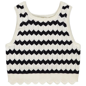 Αμάνικο μπλουζάκι από πλεκτό με σχέδιο αζούρ για κορίτσι 