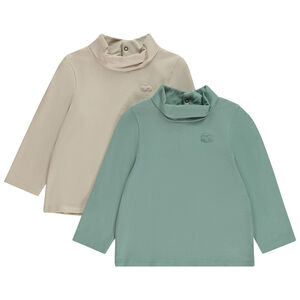 Σετ από 2 πλεκτά μπλουζάκια με ψηλό γιακά για μωρό αγόρι 