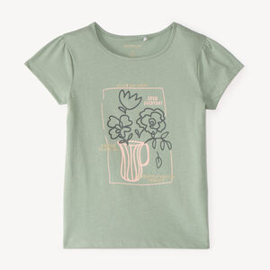 T-shirt με κοντό μανίκι με γυαλιστερή εκτύπωση για κορίτσι 