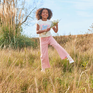 T-shirt με κοντά μανίκια σε σχήμα κουτιού με κόμπο για κορίτσι 