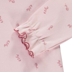 Σύνολο ρομπάκι σαλόπετα μονόχρωμο ροζ + φαντεζί μπλουζάκι για μωρό κορίτσι 