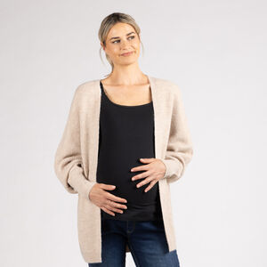 Gilet long à manches longues en tricot uni pour femme  Main Gilet long à manches longues en tricot uni pour femme